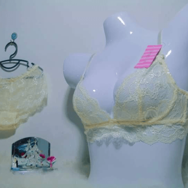 Floral Lace Bralette Bra – V Neck Padded Lingerie - alternate